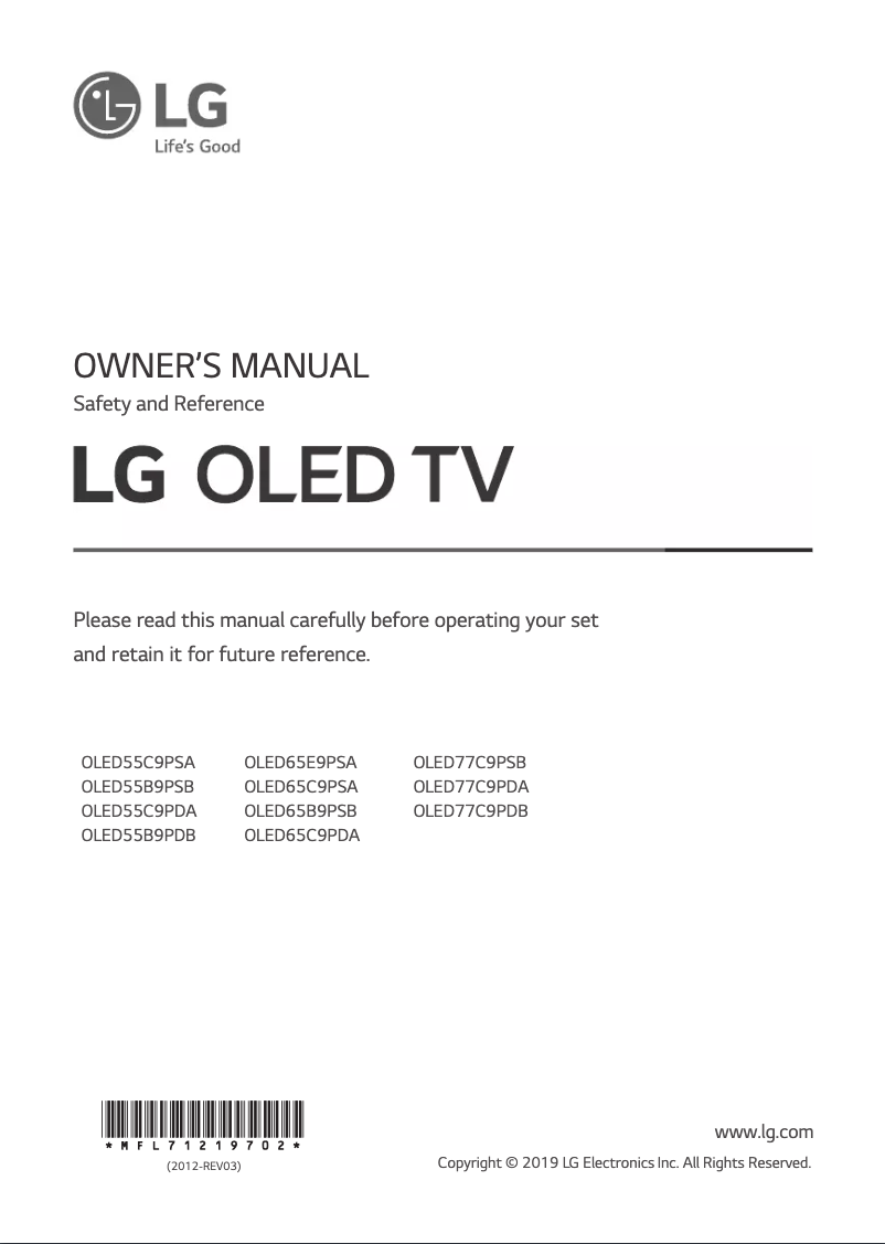 Página 1 del manual Manual de usuario LG OLED55C9PDA