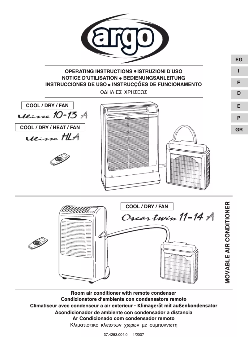 Page 1 de la notice Manuel utilisateur ARGO Oscar Twin 11-14A