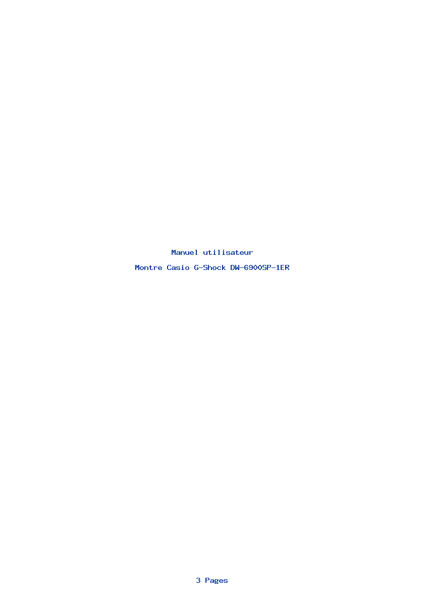 Page 1 de la notice Manuel utilisateur Casio G-Shock DW-6900SP-1ER