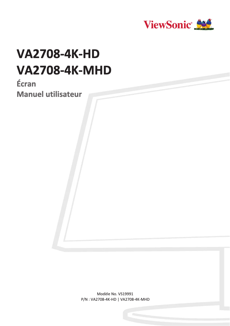 Page 1 de la notice Manuel utilisateur Viewsonic VA2708-4K-HD