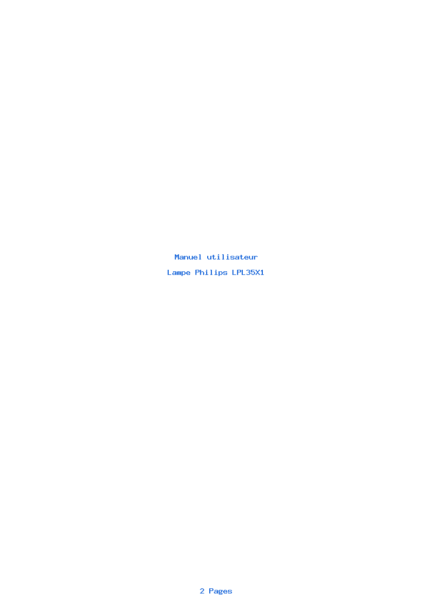 Page 1 de la notice Manuel utilisateur Philips LPL35X1