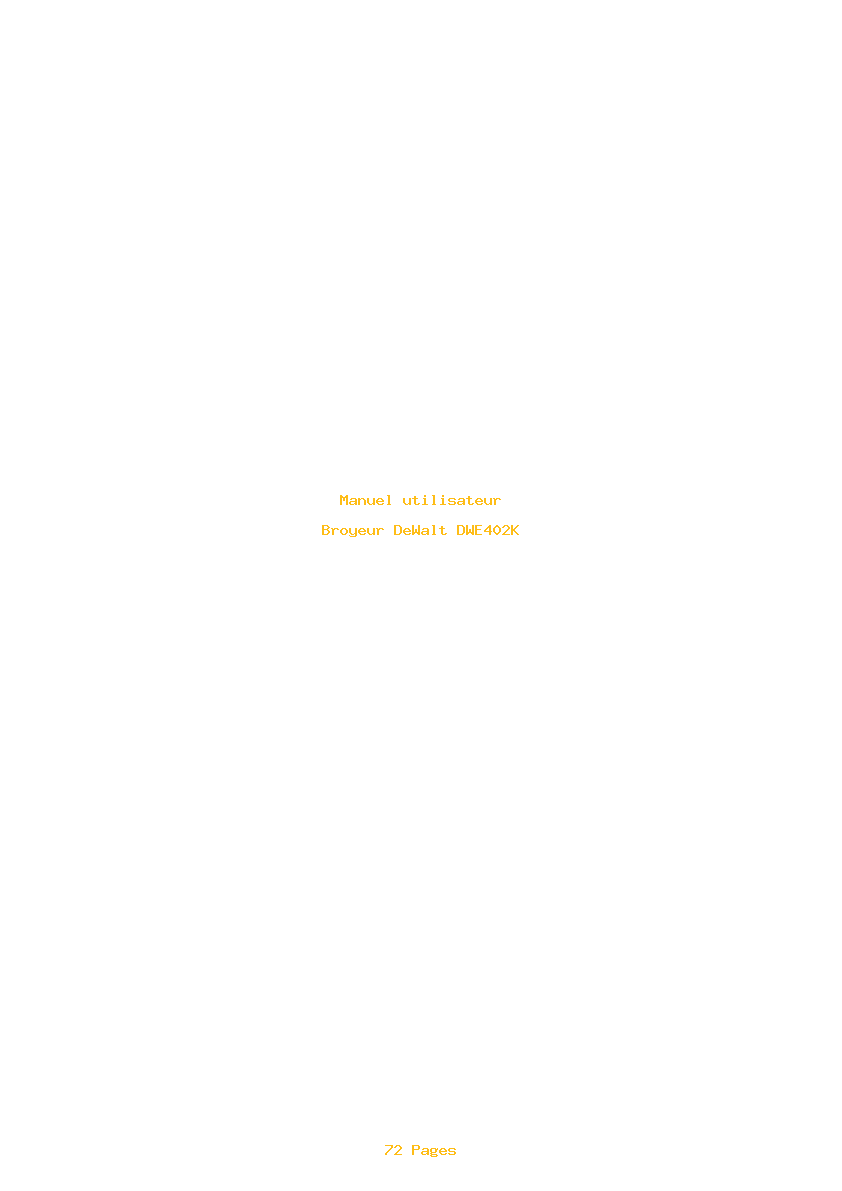 Page 1 de la notice Manuel utilisateur DeWalt DWE402K