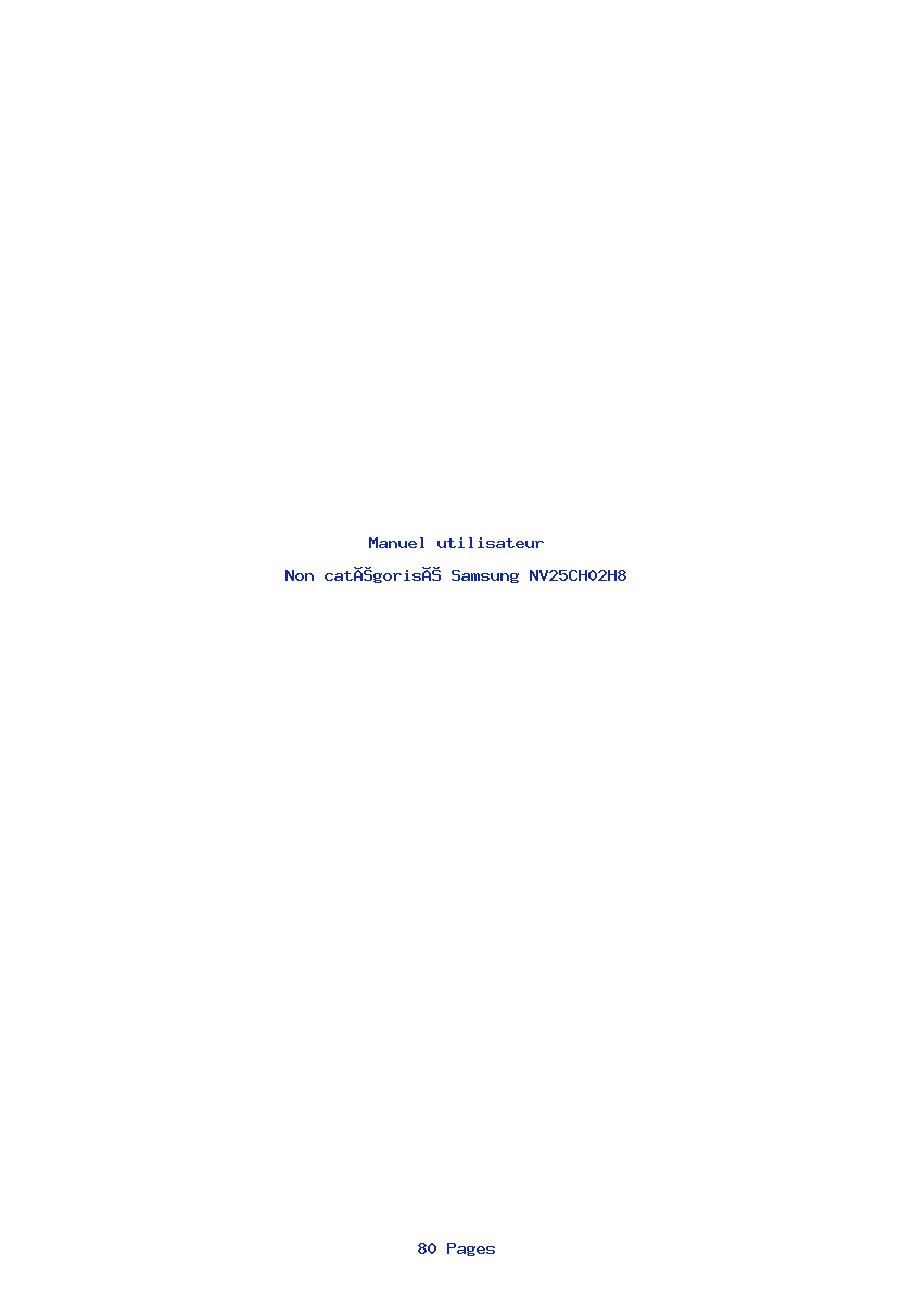 Page 1 de la notice Manuel utilisateur Samsung NV25CH02H8