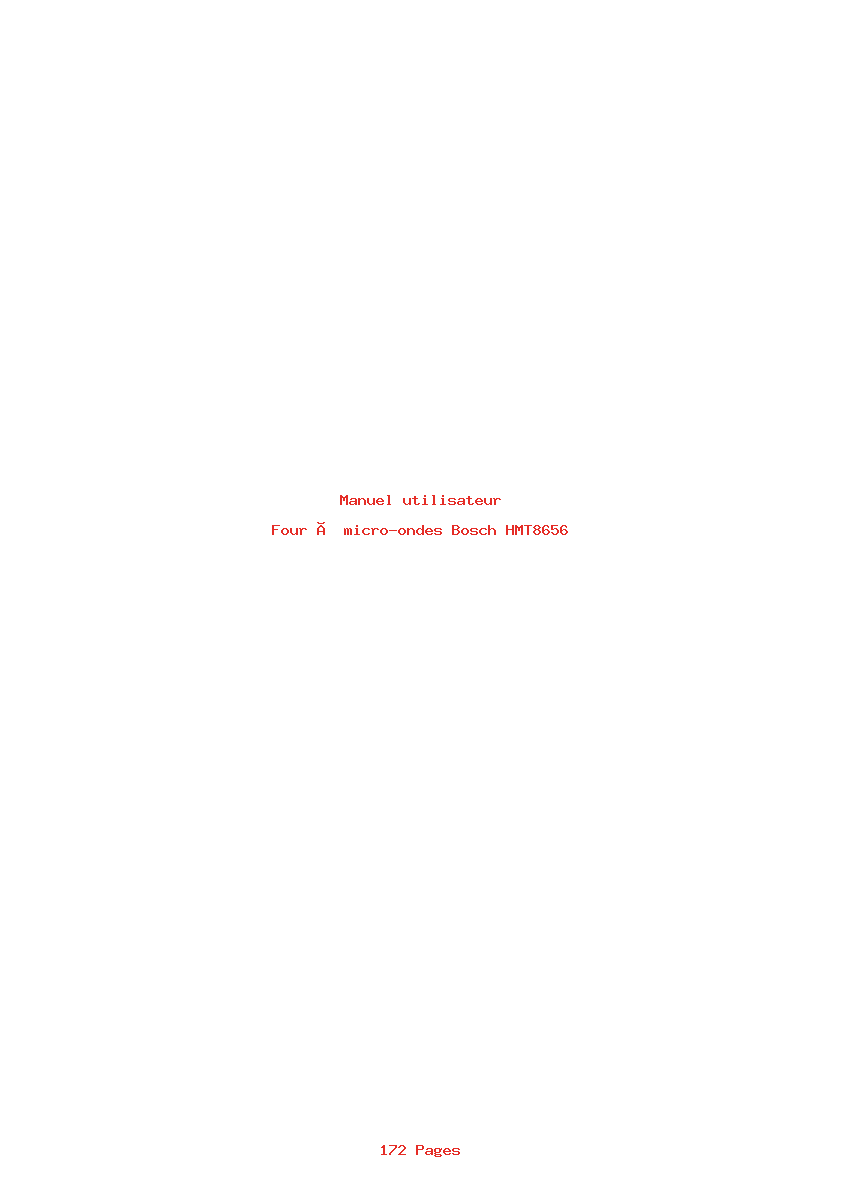 Page 1 de la notice Manuel utilisateur Bosch HMT8656