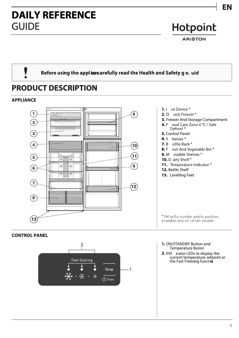 Page 1 de la notice Manuel utilisateur Hotpoint HAT70 832 X