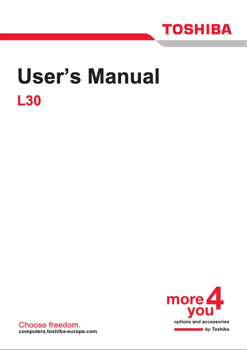 Page 1 de la notice Manuel utilisateur Toshiba Satellite L30