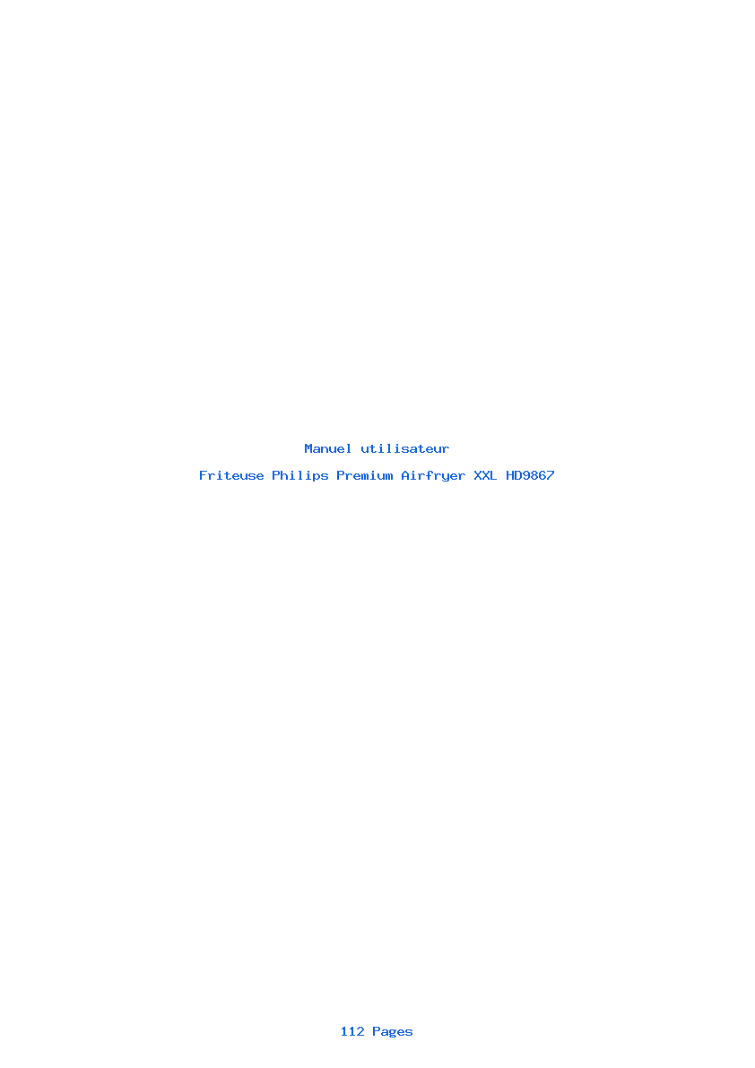 Page 1 de la notice Manuel utilisateur Philips Premium Airfryer XXL HD9867