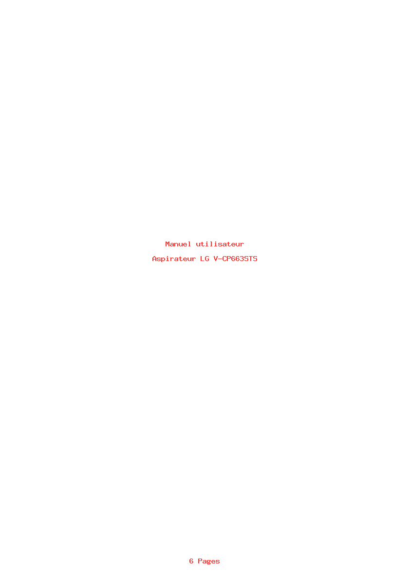 Page 1 de la notice Manuel utilisateur LG V-CP663STS