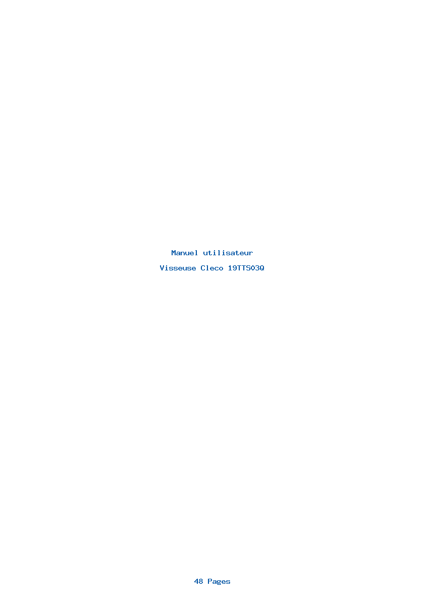 Page 1 de la notice Manuel utilisateur Cleco 19TTS03Q