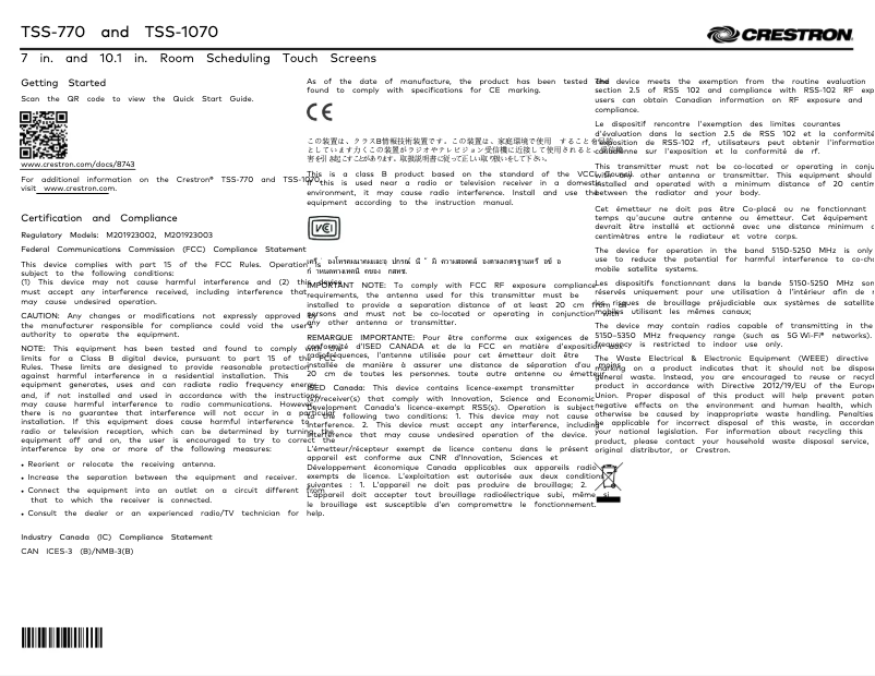 Página 1 del manual Manual de usuario Crestron TSS-770-B-S-LB KIT