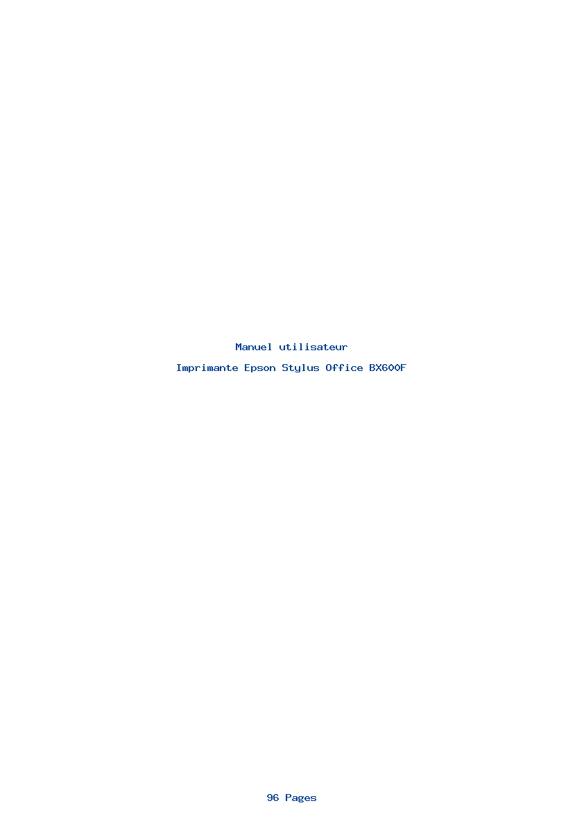 Page 1 de la notice Manuel utilisateur Epson Stylus Office BX600F
