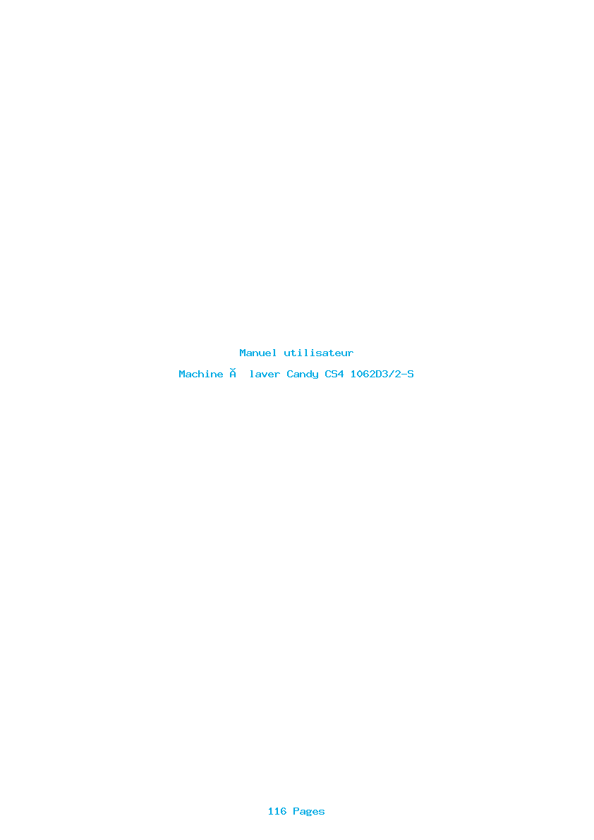 Page 1 de la notice Manuel utilisateur Candy CS4 1062D3/2-S