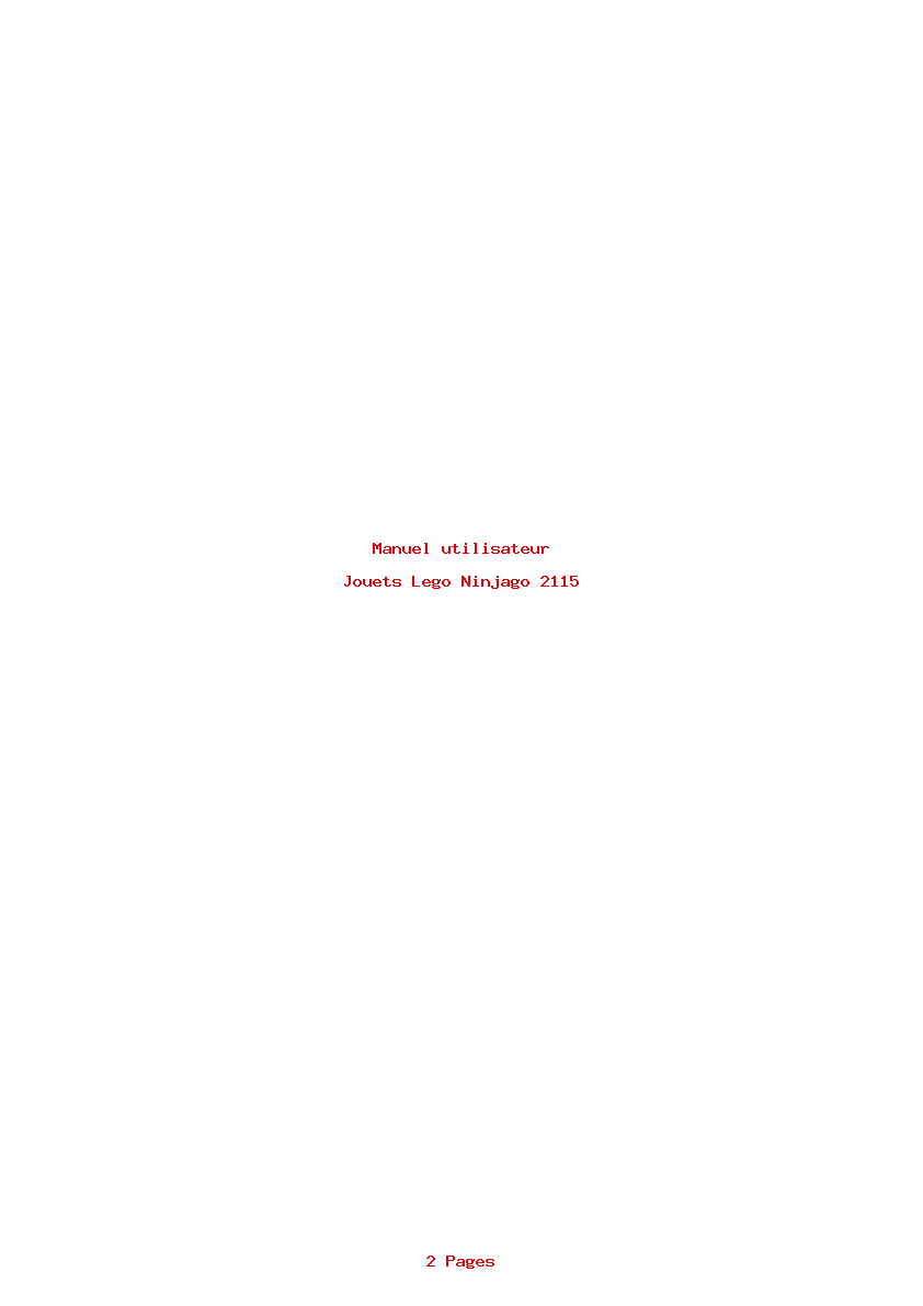 Page 1 de la notice Manuel utilisateur Lego Ninjago 2115