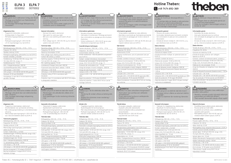 Page 1 de la notice Manuel utilisateur Theben ELPA 7