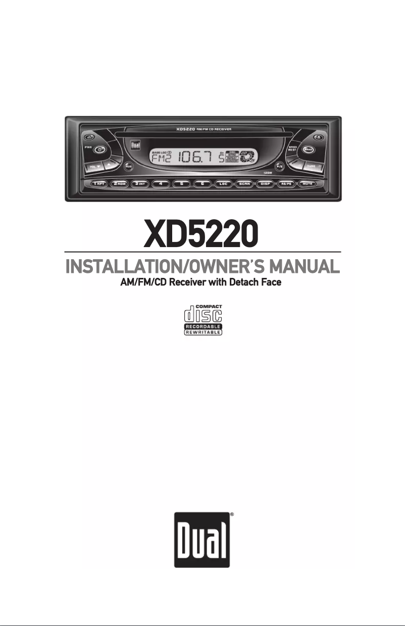 Page 1 de la notice Manuel utilisateur Dual XD5220