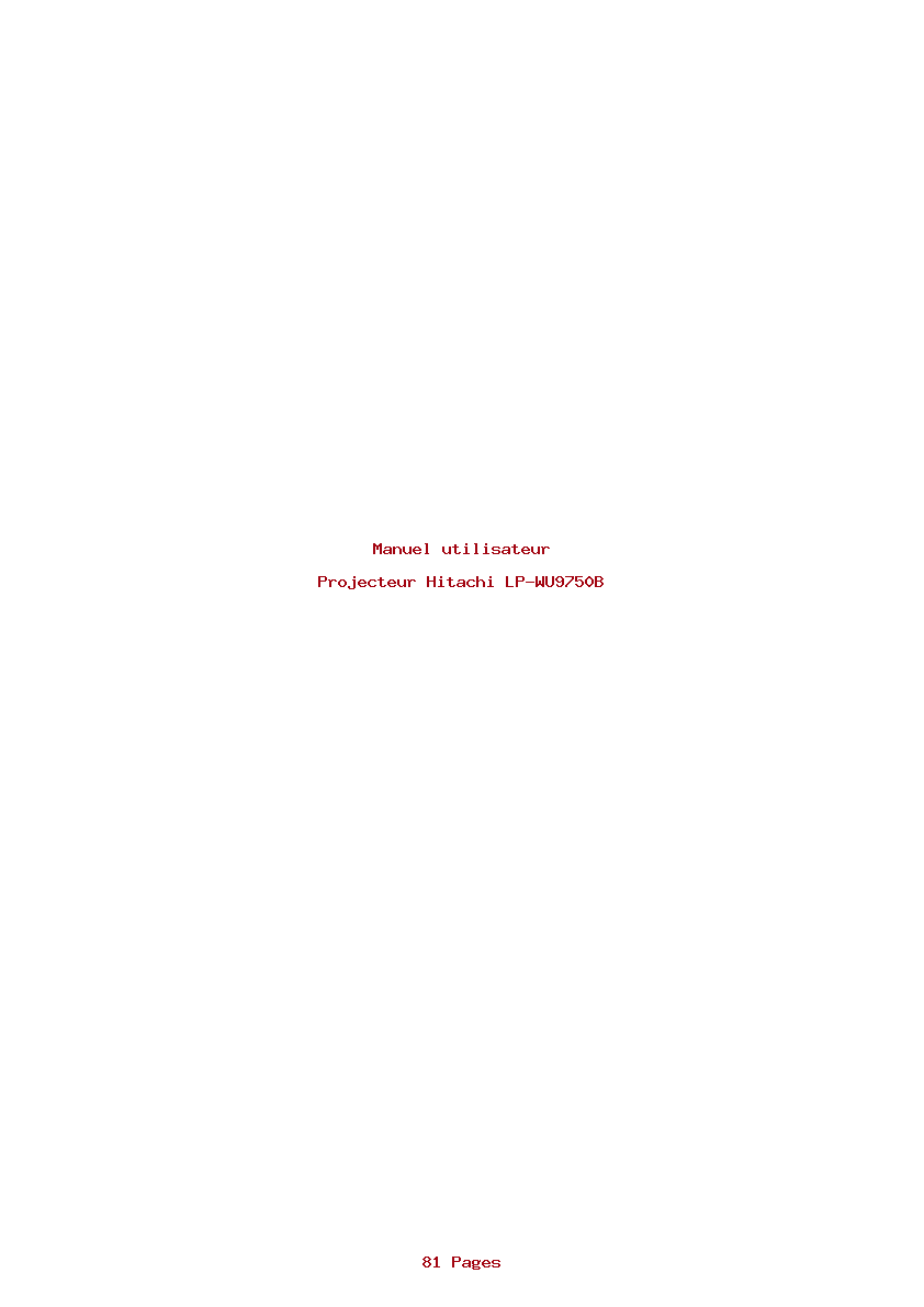 Page 1 de la notice Manuel utilisateur Hitachi LP-WU9750B
