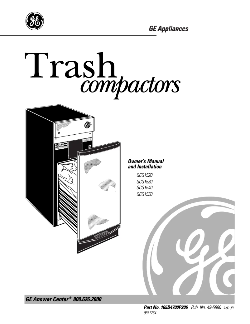 Page 1 of the manual User Manual GE GCG1520