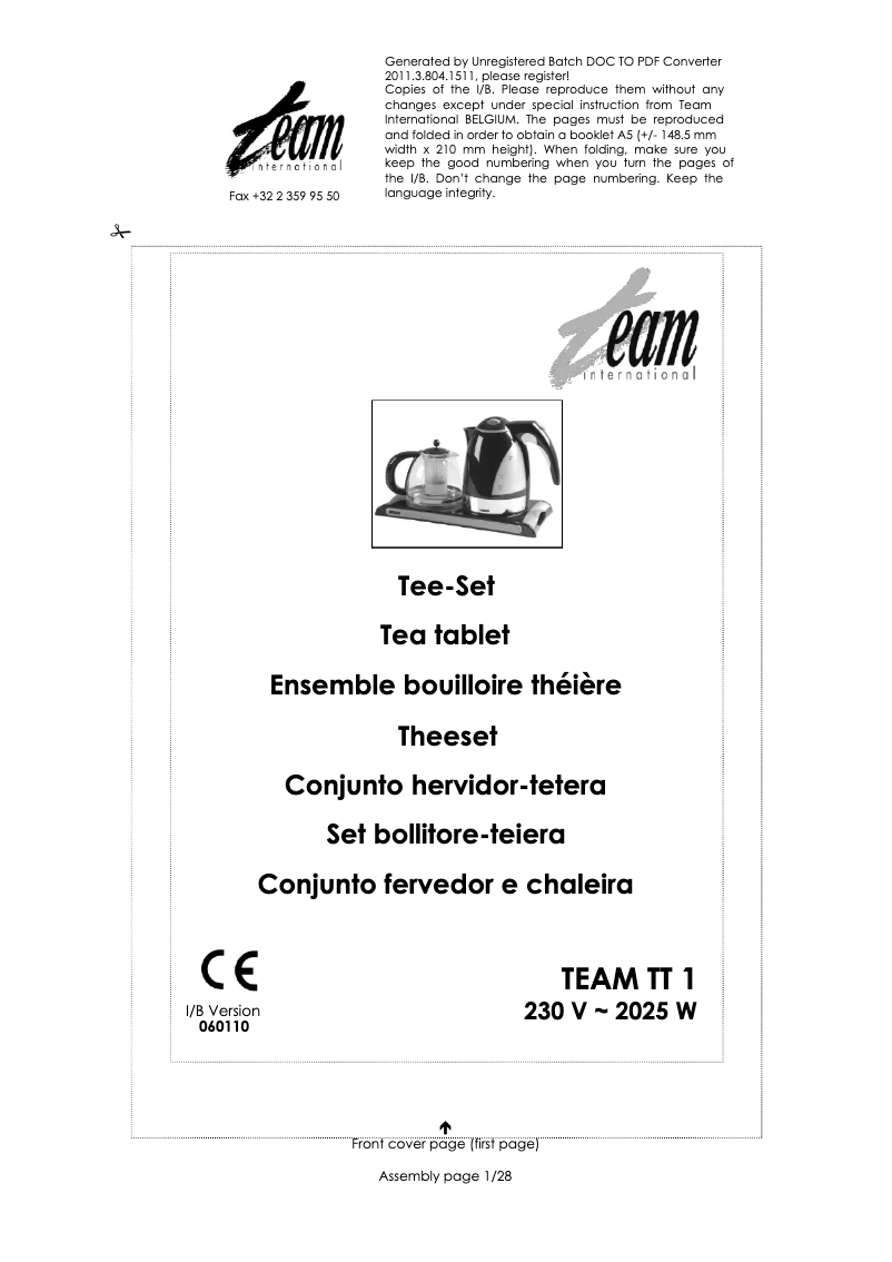 Page 1 de la notice Manuel utilisateur Team TT 1