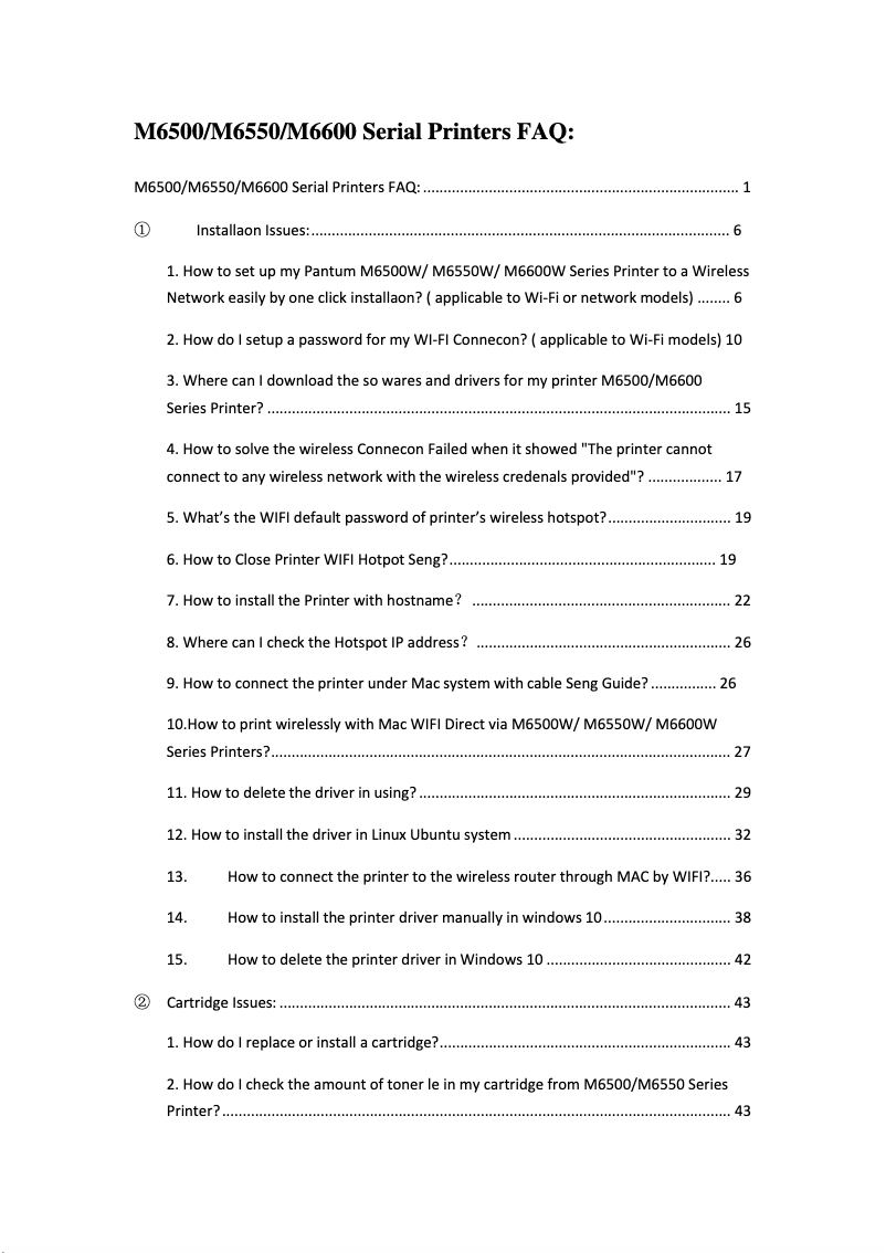 Página 1 del manual Preguntas frecuentes Pantum M6500N