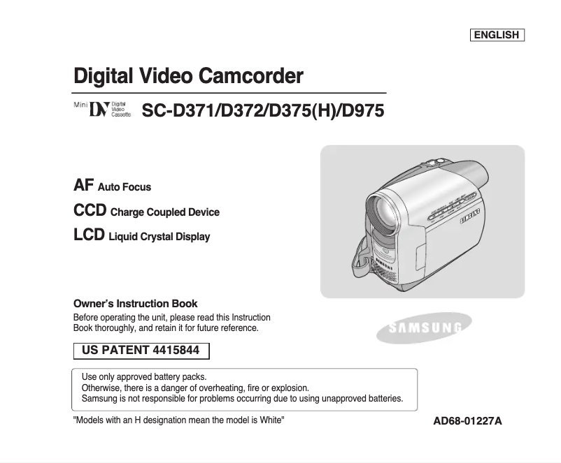 Page 1 de la notice Manuel utilisateur Samsung SC-D375H