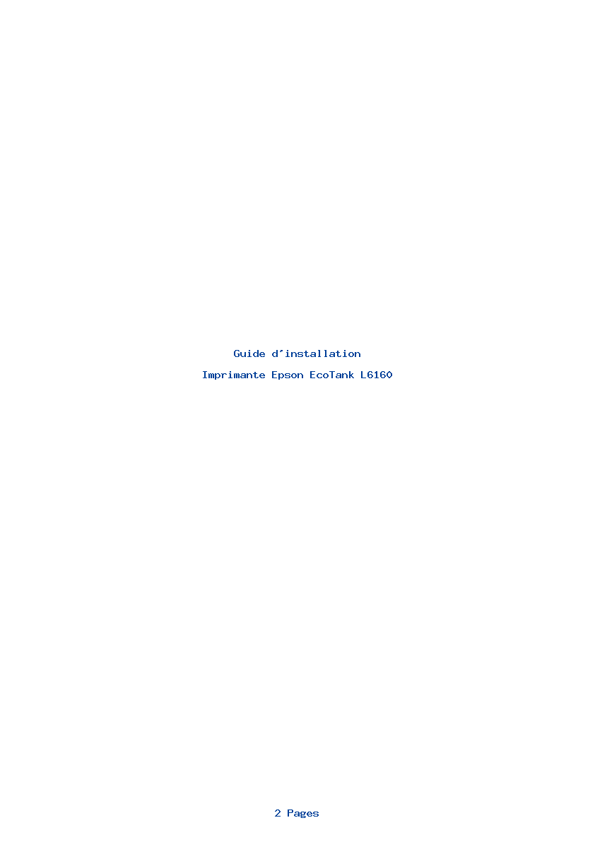 Page 1 de la notice Guide d'installation Epson EcoTank L6160