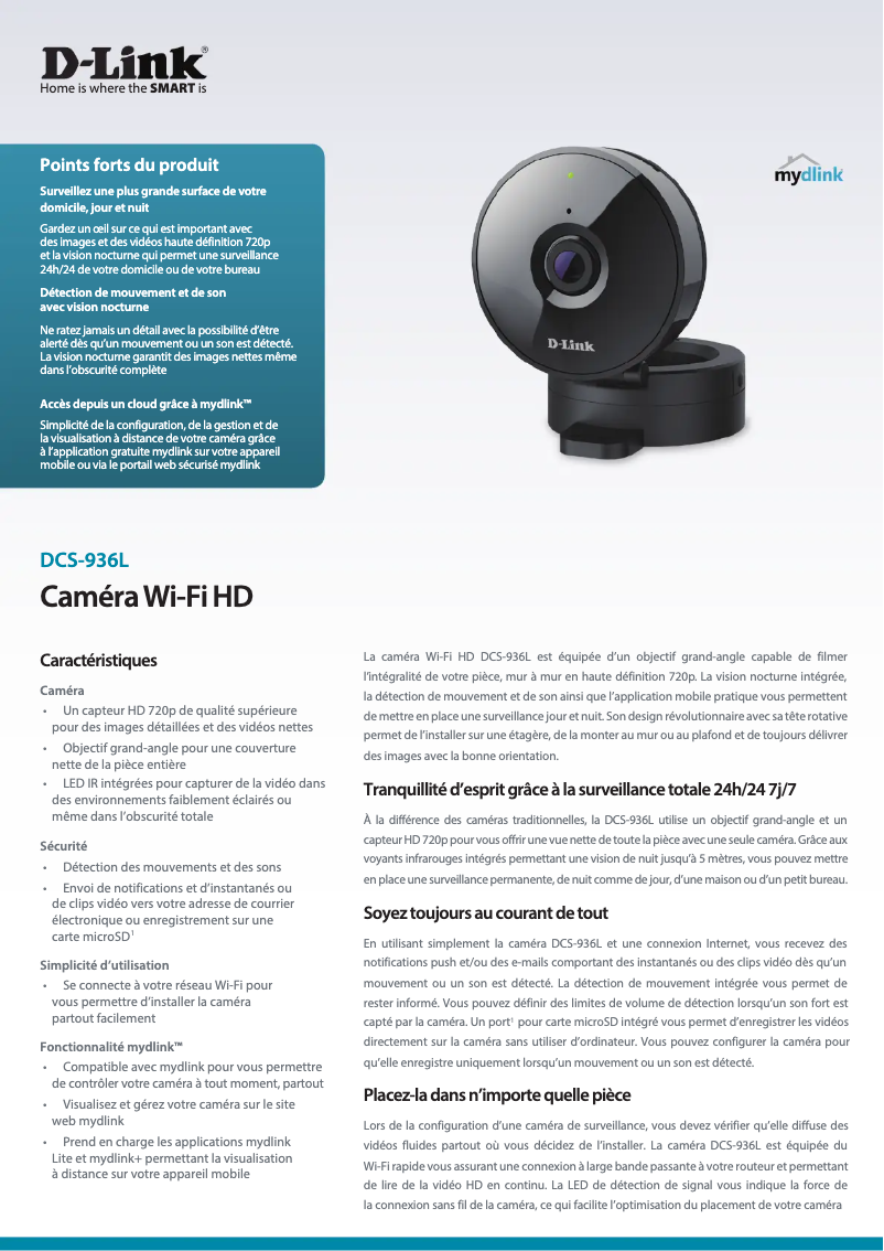 Página 1 del manual Ficha técnica D-Link DCS-936L