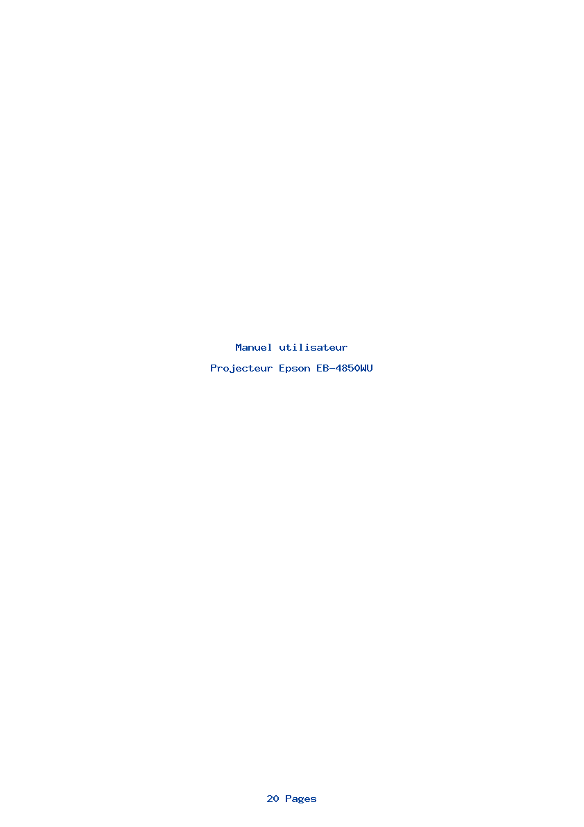 Page 1 de la notice Manuel utilisateur Epson EB-4850WU