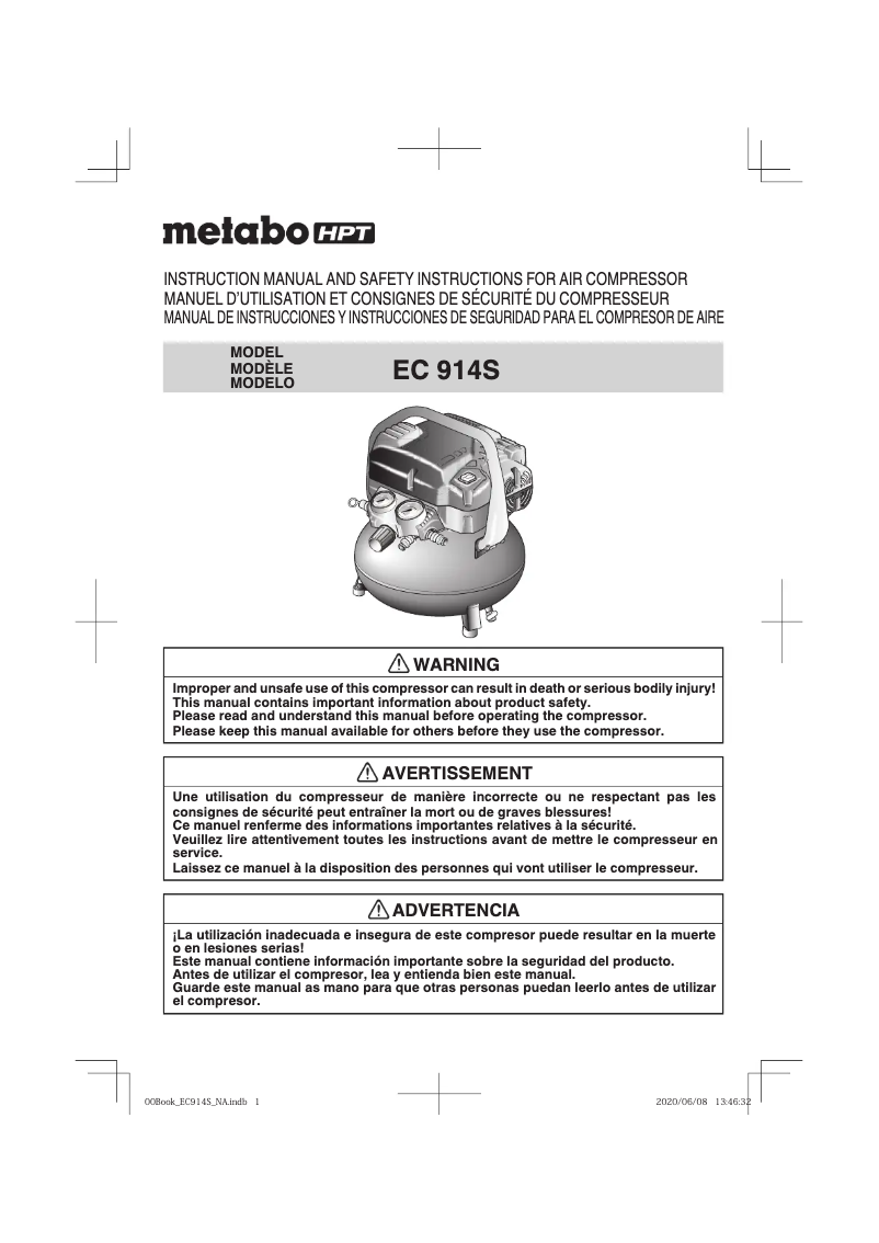 Page 1 of the manual User Manual Metabo EC914S