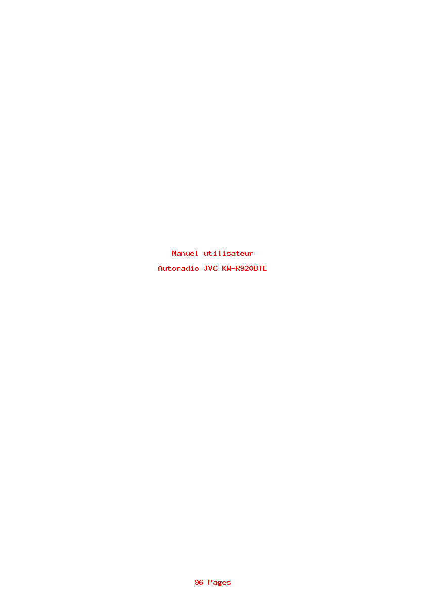 Page 1 de la notice Manuel utilisateur JVC KW-R920BTE