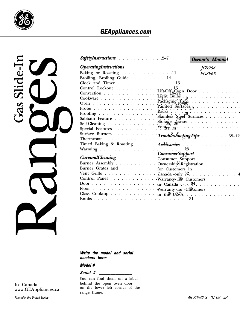 Página 1 del manual Manual de instrucciones GE PGS968DEPBB