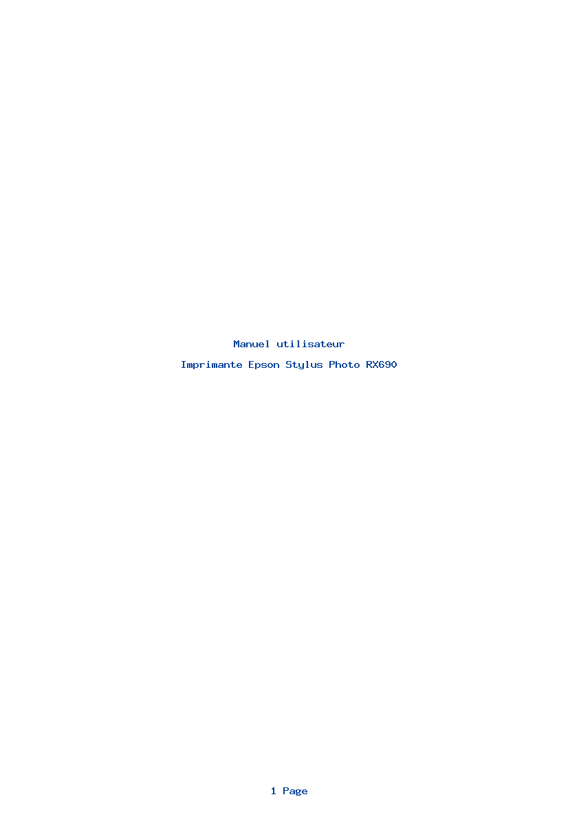 Page 1 de la notice Manuel utilisateur Epson Stylus Photo RX690