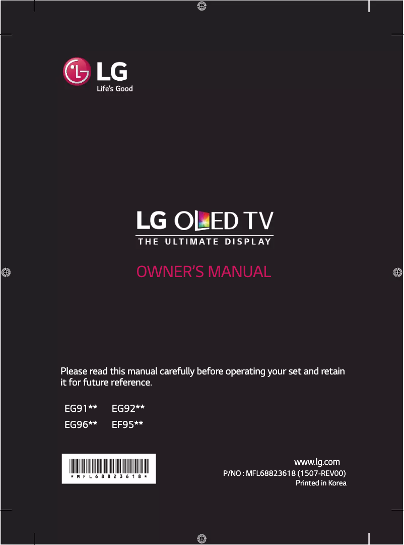 Page 1 de la notice Manuel utilisateur LG 55EG920V