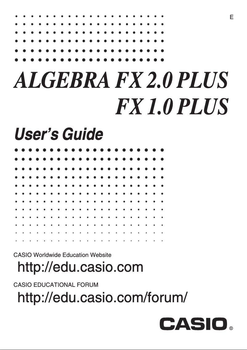 Page 1 de la notice Manuel utilisateur Casio Algebra FX 2.0 Plus