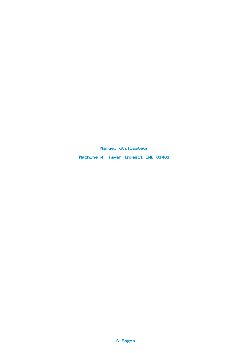 Page 1 de la notice Manuel utilisateur Indesit IWE 81481