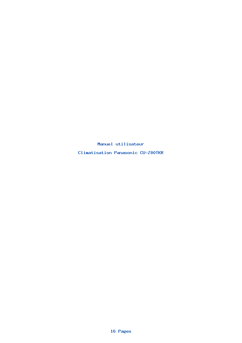 Page 1 de la notice Manuel utilisateur Panasonic CU-Z80TKR