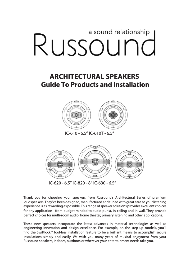 Page 1 de la notice Manuel utilisateur Russound IC-610T