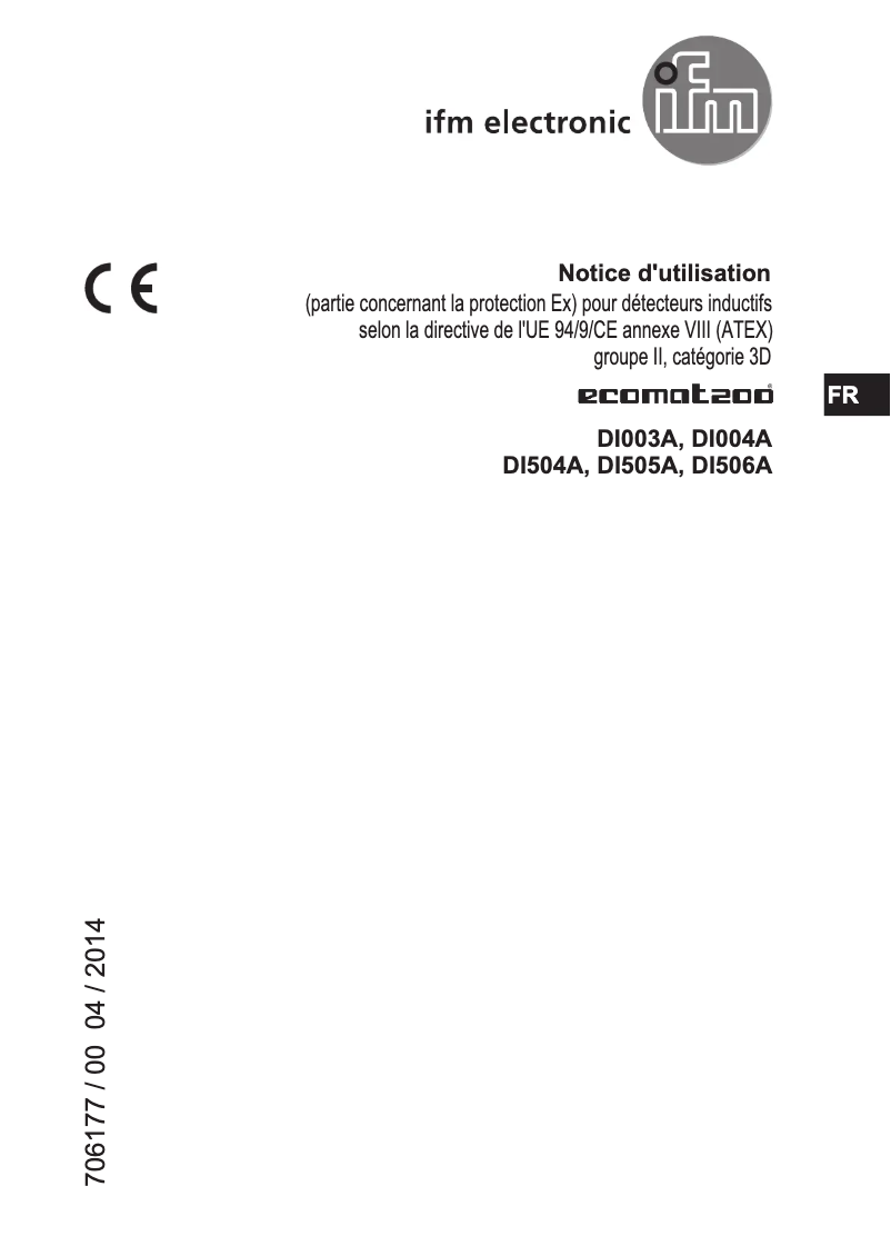 Page 1 de la notice Manuel utilisateur IFM DI506A