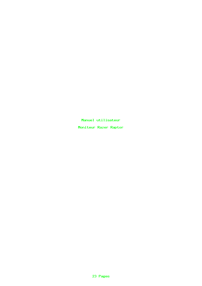 Page 1 de la notice Manuel utilisateur Razer Raptor