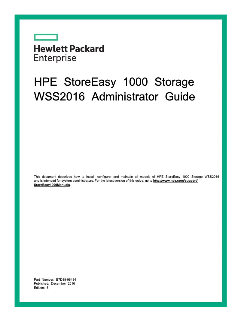 Page n°1 - Manuel utilisateur HP StoreEasy 1650