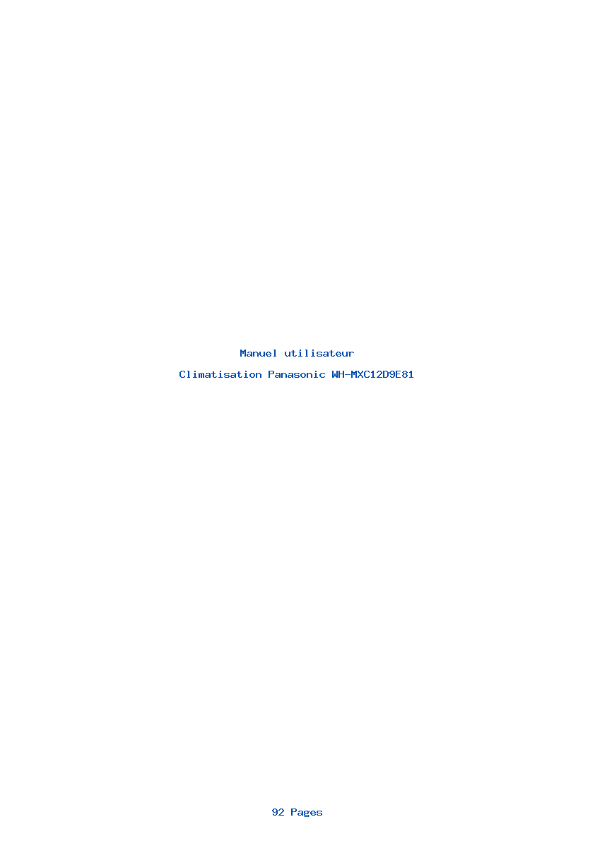 Page 1 de la notice Manuel utilisateur Panasonic WH-MXC12D9E81