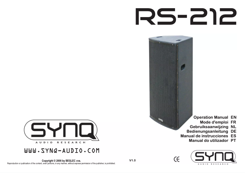 Página 1 del manual Manual de usuario SynQ RS-212