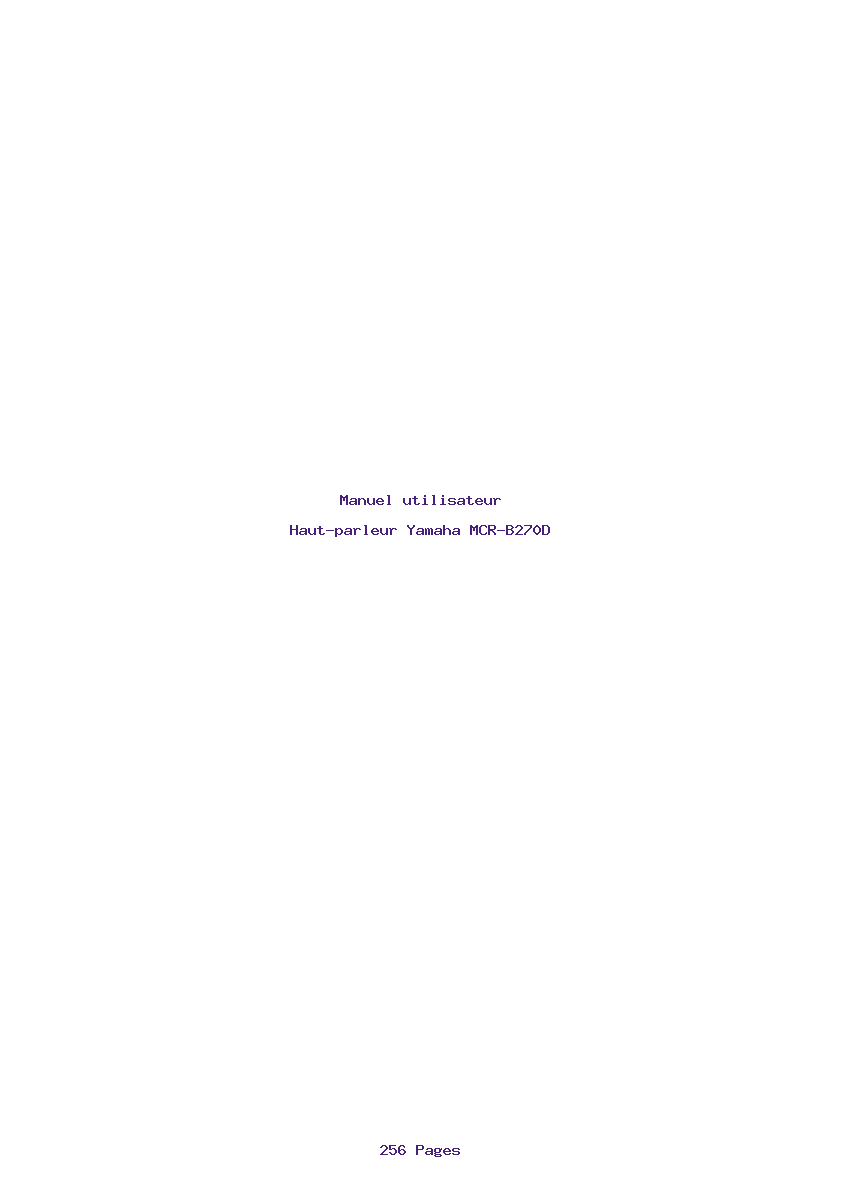 Page 1 de la notice Manuel utilisateur Yamaha MCR-B270D