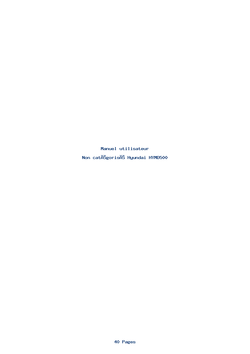 Page 1 de la notice Manuel utilisateur Hyundai HYMD500