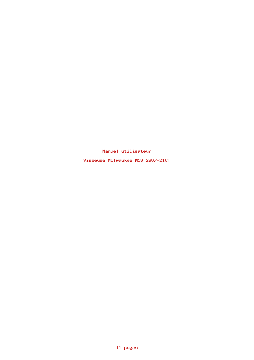 Page 1 de la notice Manuel utilisateur Milwaukee M18 2667-21CT