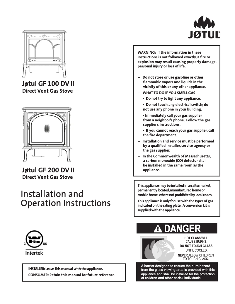 Página 1 del manual Manual de usuario Jøtul GF 200 DV II