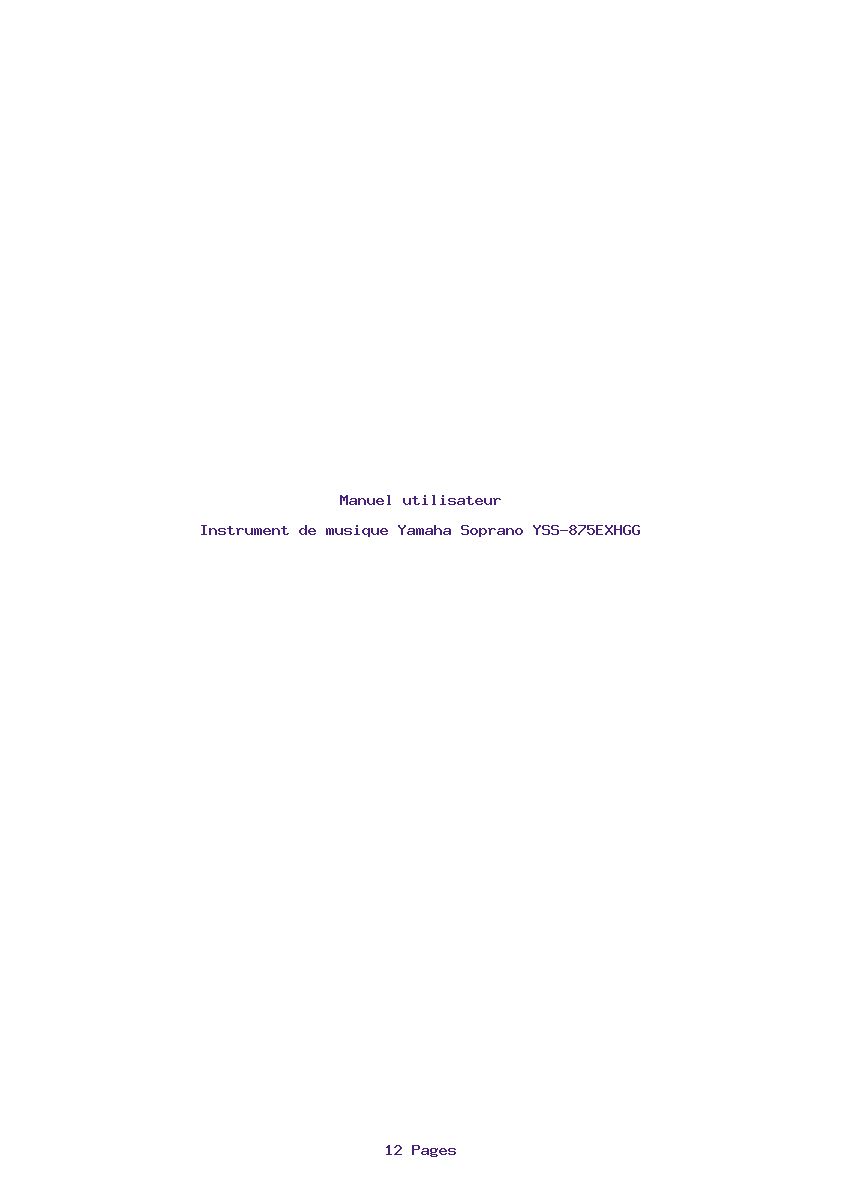Page 1 de la notice Manuel utilisateur Yamaha Soprano YSS-875EXHGG