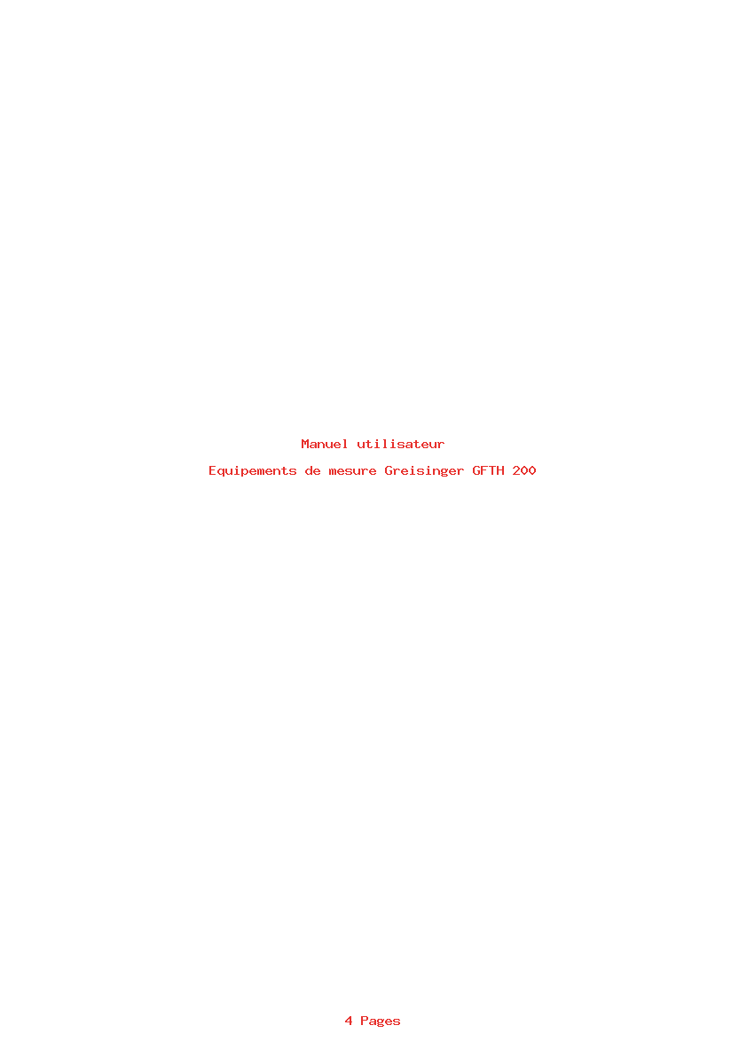 Page 1 de la notice Manuel utilisateur Greisinger GFTH 200