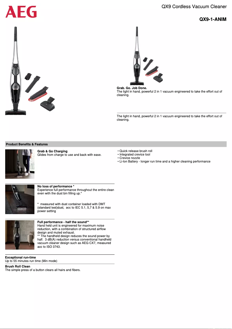 Página 1 del manual Ficha técnica AEG Flexibility QX9-1-ANIM