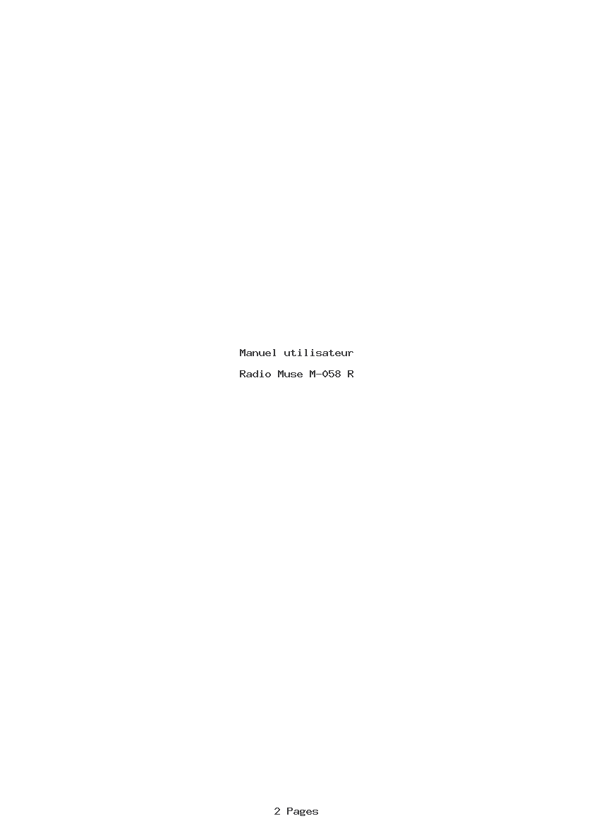 Page 1 de la notice Manuel utilisateur Muse M-058 R