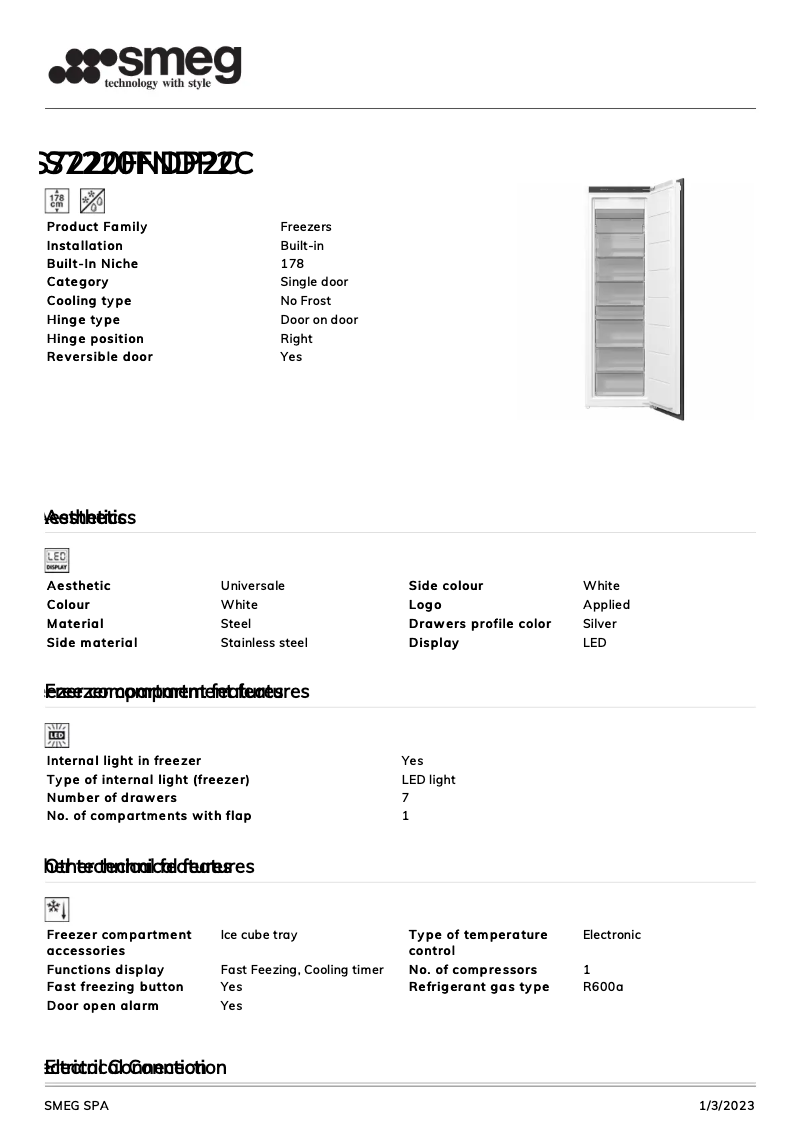 Page 1 de la notice Brochure Smeg S7220FNDP2C